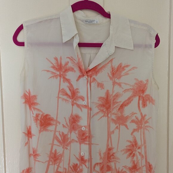 Equipment Tops - XS Equipment Silk Tank Boxy Palm Print